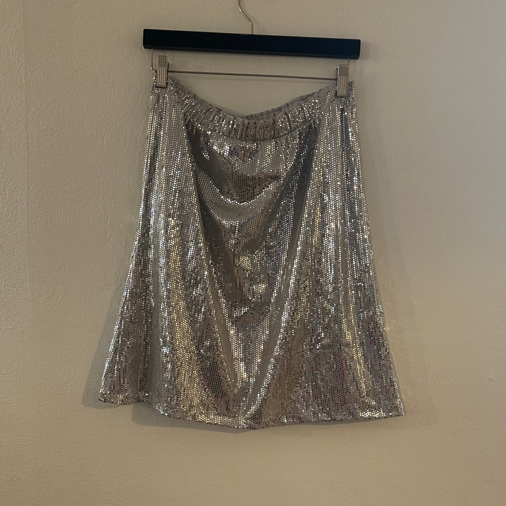 Serra Silver Sequin A-Line Skirt